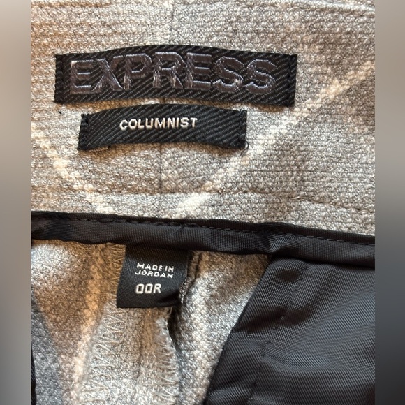 Express Women's Columnist Gray Check Printed Straight Leg Trouser Pant Size 00R - Picture 5 of 6